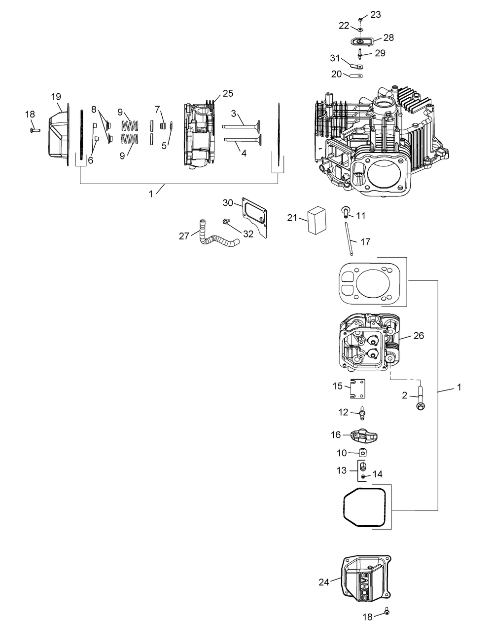 Kohler Kt735-3017 Head And Valve And Breather Diagram and Parts List for Z-FORCEL48 (17CSDALB009-17CSDALB010)(2015) Cub Cadet Lawn Tractor